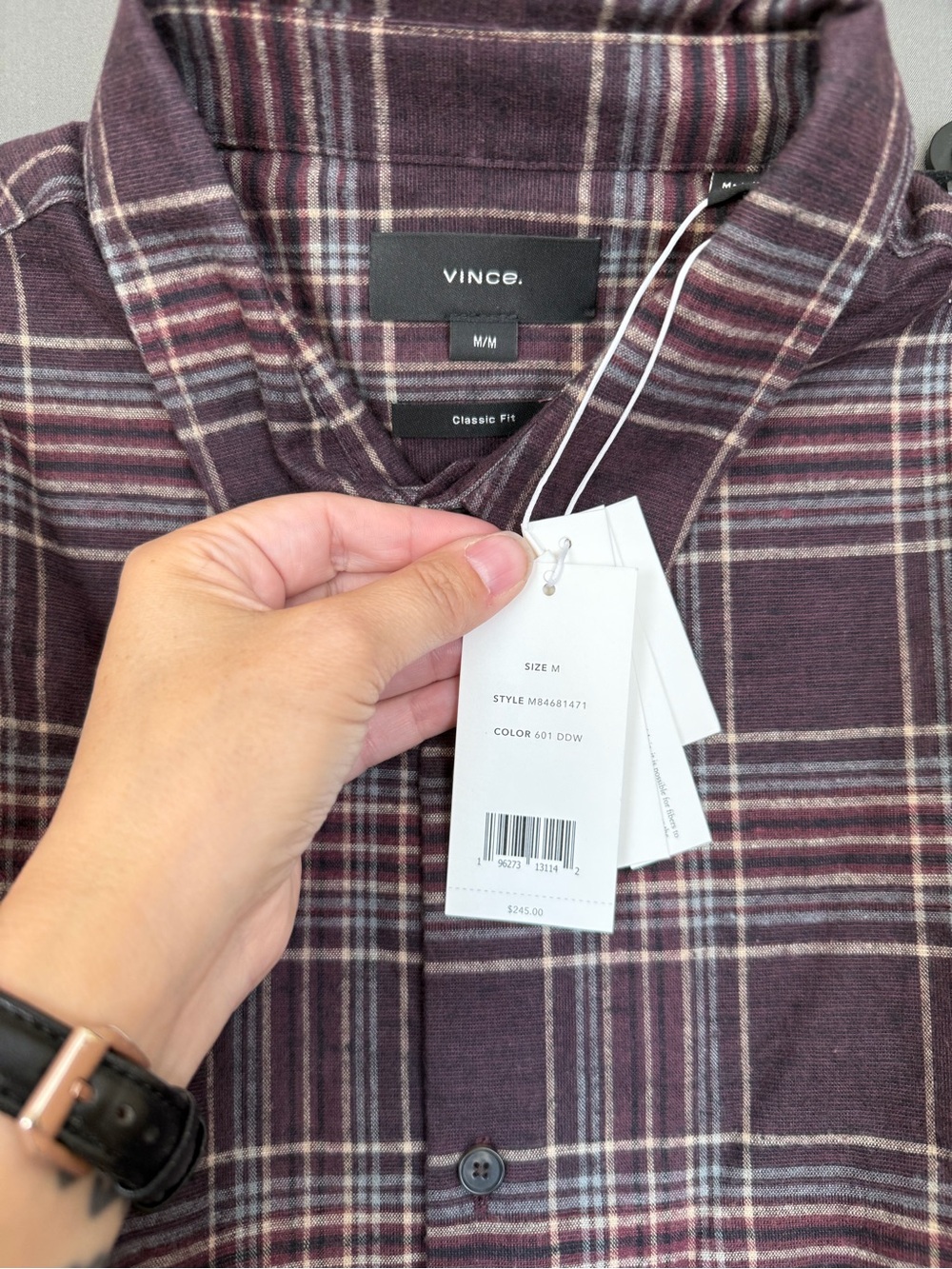 Vince Men's Plum Plaid Lightweight Shirt Jacket